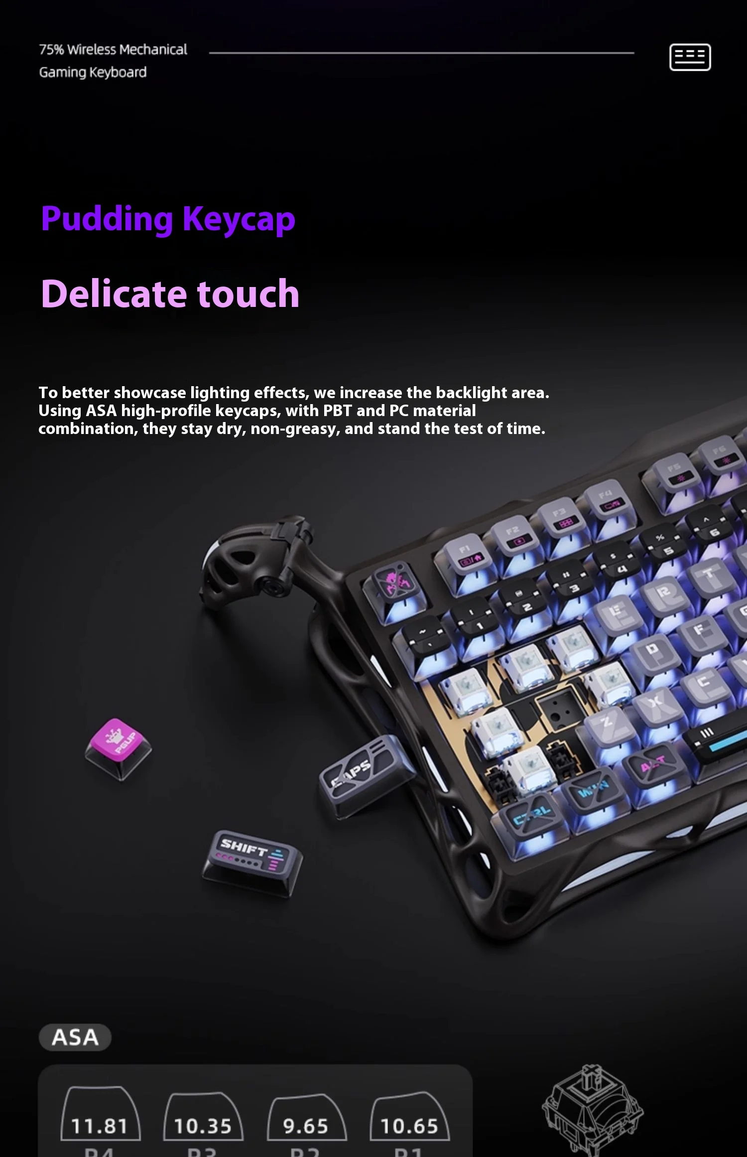 Gravastar 75k1pro Mechanical Keyboard Wireless Gaming Esports Professionali Keyboard Aluminum Customization Computer Peripherals