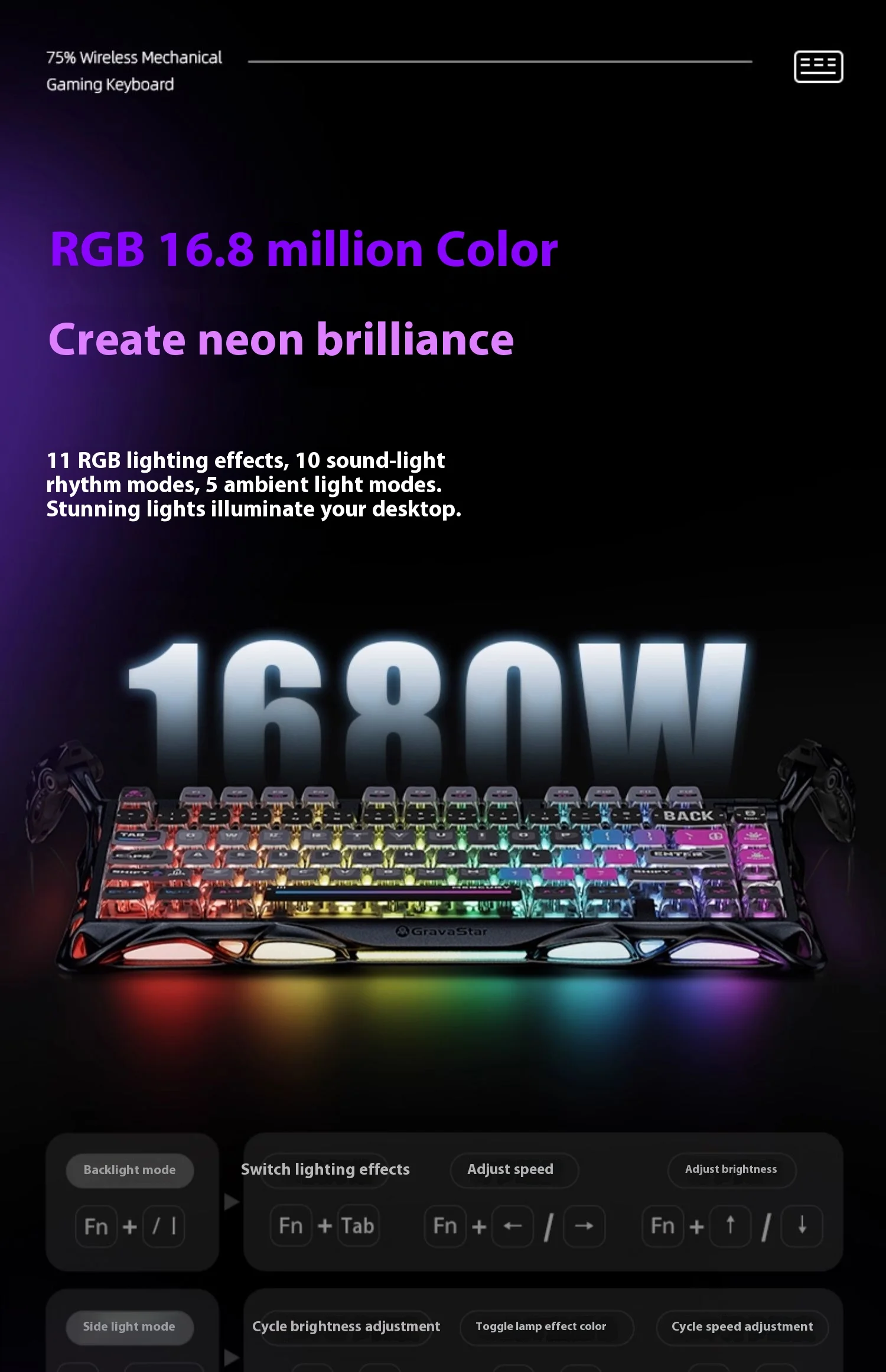 Gravastar 75k1pro Mechanical Keyboard Wireless Gaming Esports Professionali Keyboard Aluminum Customization Computer Peripherals