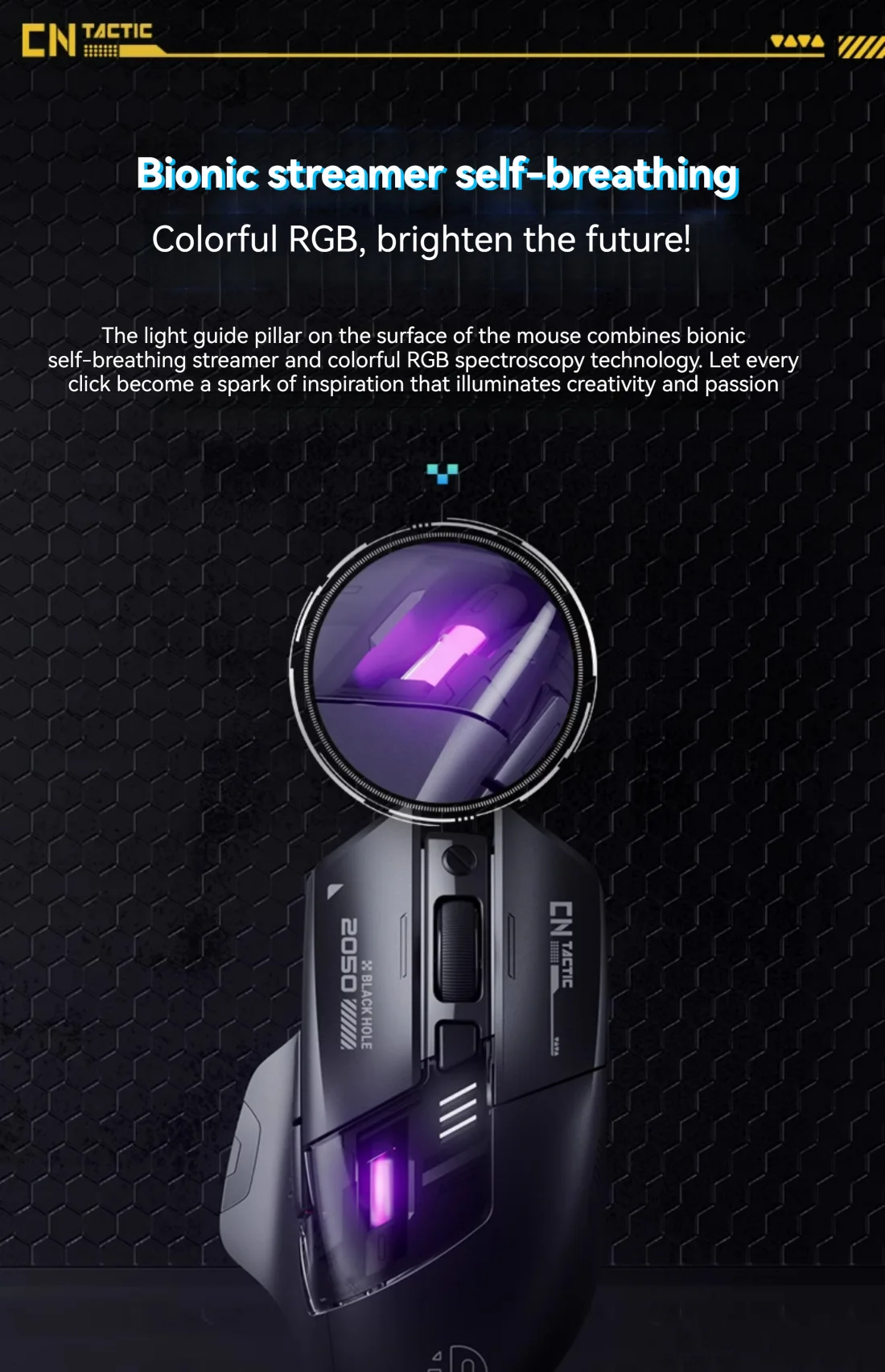 Inphic A9 Explorer V2 Three-mode Gaming Mouse Indicator DPI Adjustable Macro-driver Ergonomics 12000DPI   1000Hz rate of return