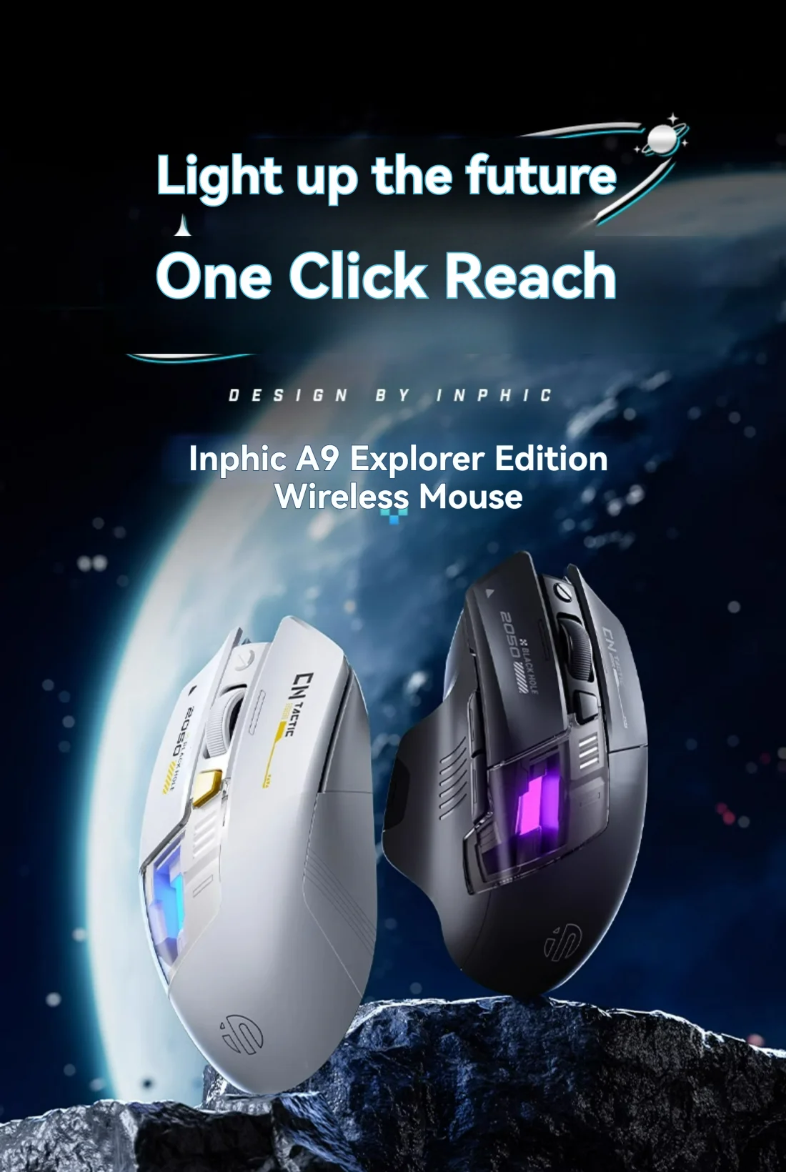 Inphic A9 Explorer V2 Three-mode Gaming Mouse Indicator DPI Adjustable Macro-driver Ergonomics 12000DPI   1000Hz rate of return