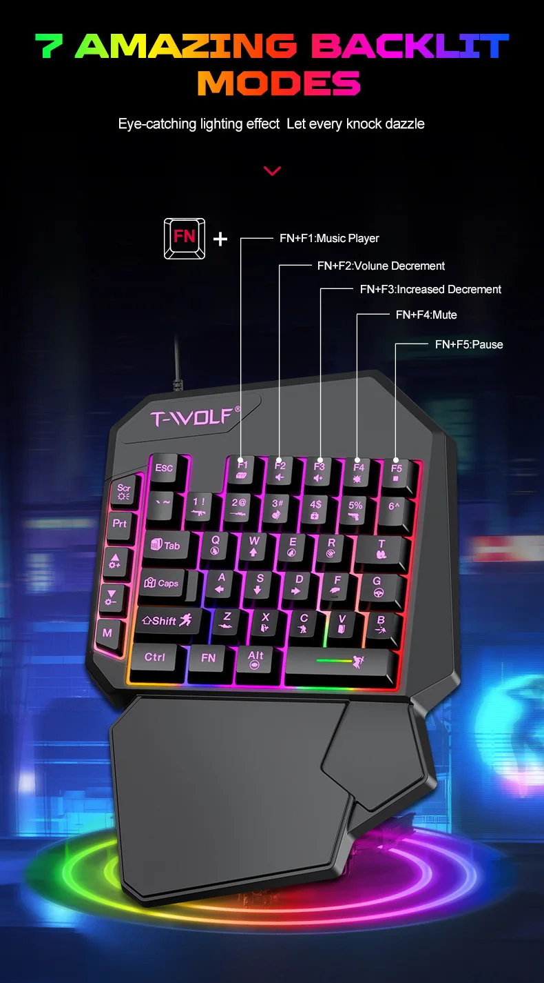 Kit Mobilador Gamer Kit Gaming Keyboard Mouse Mobile Games Converter 5 In 1 Combo One Hand Keyboard Converter Mobile Games TF900