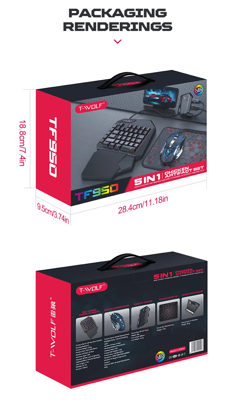 Kit Mobilador Gamer Kit Gaming Keyboard Mouse Mobile Games Converter 5 In 1 Combo One Hand Keyboard Converter Mobile Games TF900