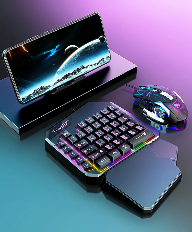 Kit Mobilador Gamer Kit Gaming Keyboard Mouse Mobile Games Converter 5 In 1 Combo One Hand Keyboard Converter Mobile Games TF900