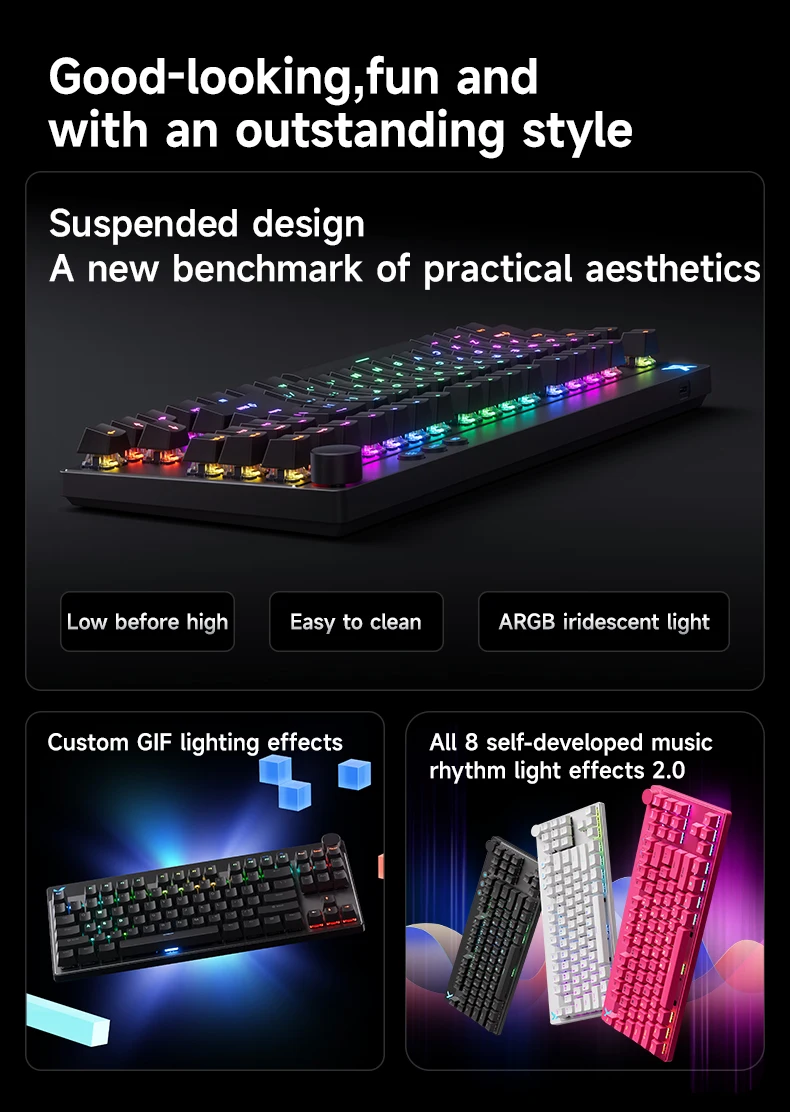 MCHOSE MIX87 Wired Gaming Keyboard Magnetic Swtich Keyboard 8K+256K Esport 0.08ms Low Latency E-Sports Custom Gamer Accessories