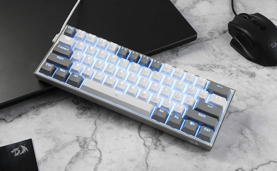 Redragon K617 Fizz 60% Wired RGB Gaming Keyboard, 61 Keys Hot-Swap Compact Mechanical Keyboard Red Switch