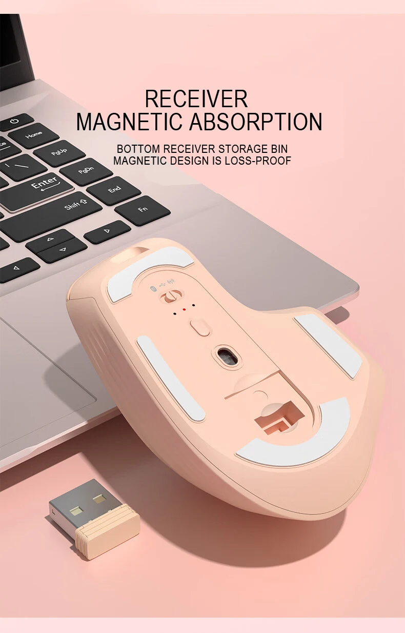 HP Professor1 Bluetooth Wireless Mouse Three-mode Connection Light Tone Flagship Sensor Seven-speed Adjustable DPI Type-C