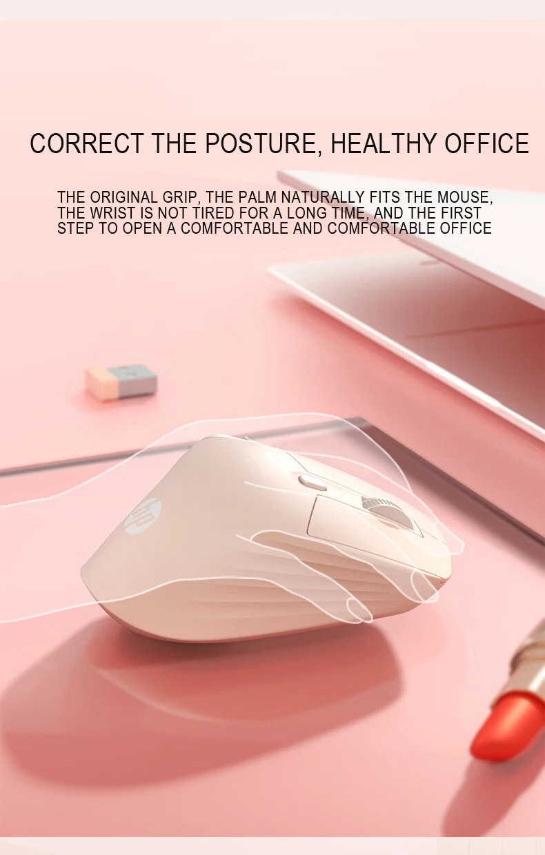 HP Professor1 Bluetooth Wireless Mouse Three-mode Connection Light Tone Flagship Sensor Seven-speed Adjustable DPI Type-C