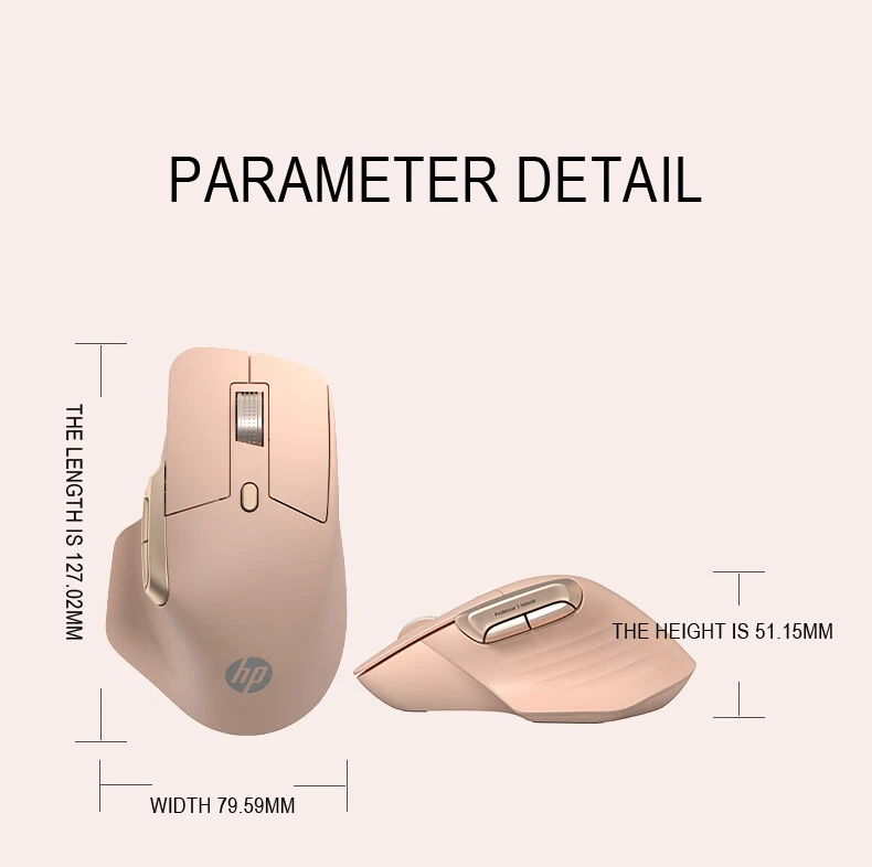 HP Professor1 Bluetooth Wireless Mouse Three-mode Connection Light Tone Flagship Sensor Seven-speed Adjustable DPI Type-C