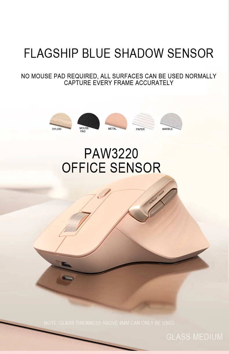 HP Professor1 Bluetooth Wireless Mouse Three-mode Connection Light Tone Flagship Sensor Seven-speed Adjustable DPI Type-C