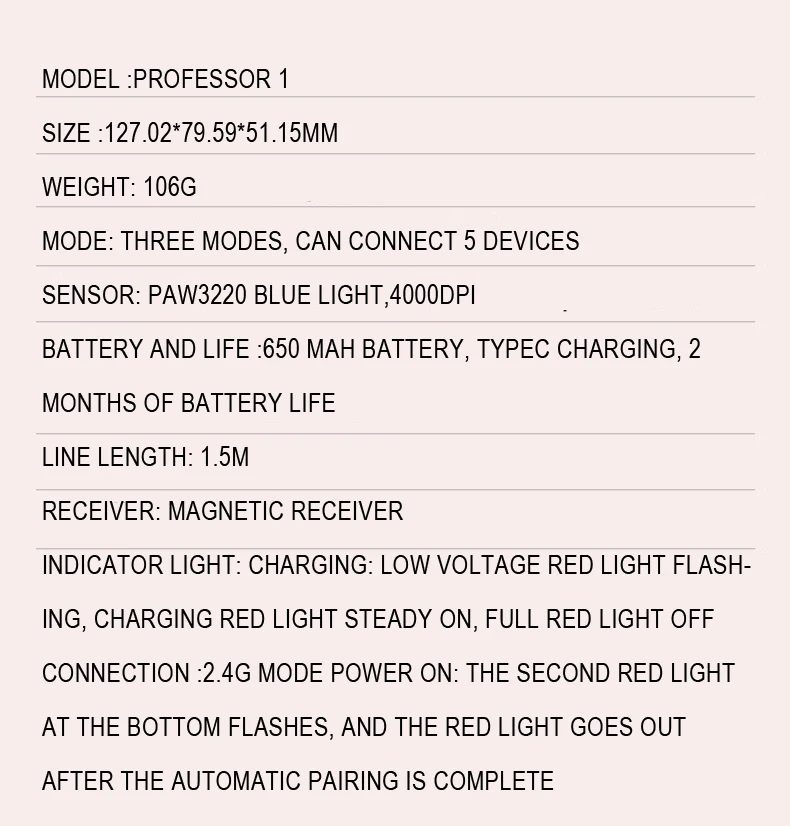 HP Professor1 Bluetooth Wireless Mouse Three-mode Connection Light Tone Flagship Sensor Seven-speed Adjustable DPI Type-C
