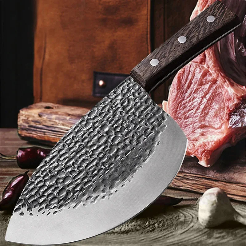 Handmade Forged Kitchen Knife Meat Chopping Cleaver Chinese Chef Knife 5CR15 Stainless Steel Machete Kitchen Essentials