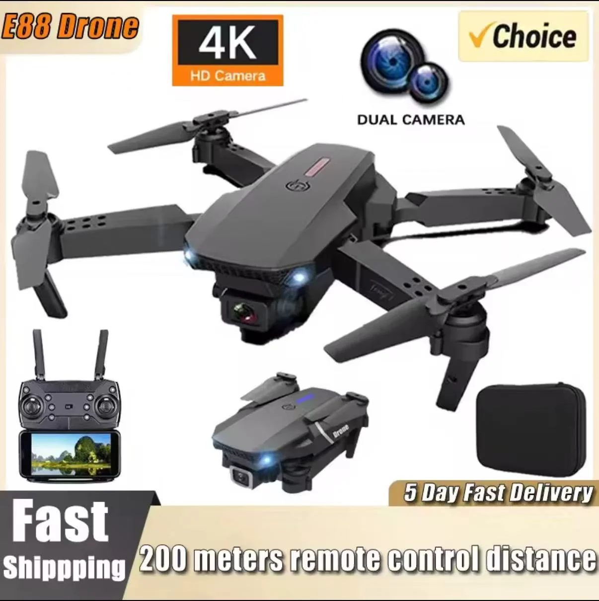 2025 NEW E88 Pro WiFi FPV Drone Wide Angle HD 4K 1080P Camera Height Hold RC Foldable Quadcopter Helicopter Toys Gift New