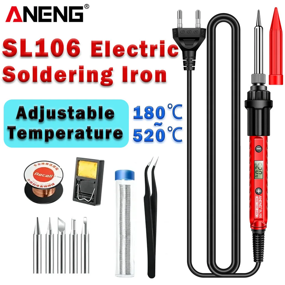 Adjustable Temperature Electric Soldering Iron ANENG SL105 Digital Display Welding Control Rework Station Heat 110V/US 220V/UE